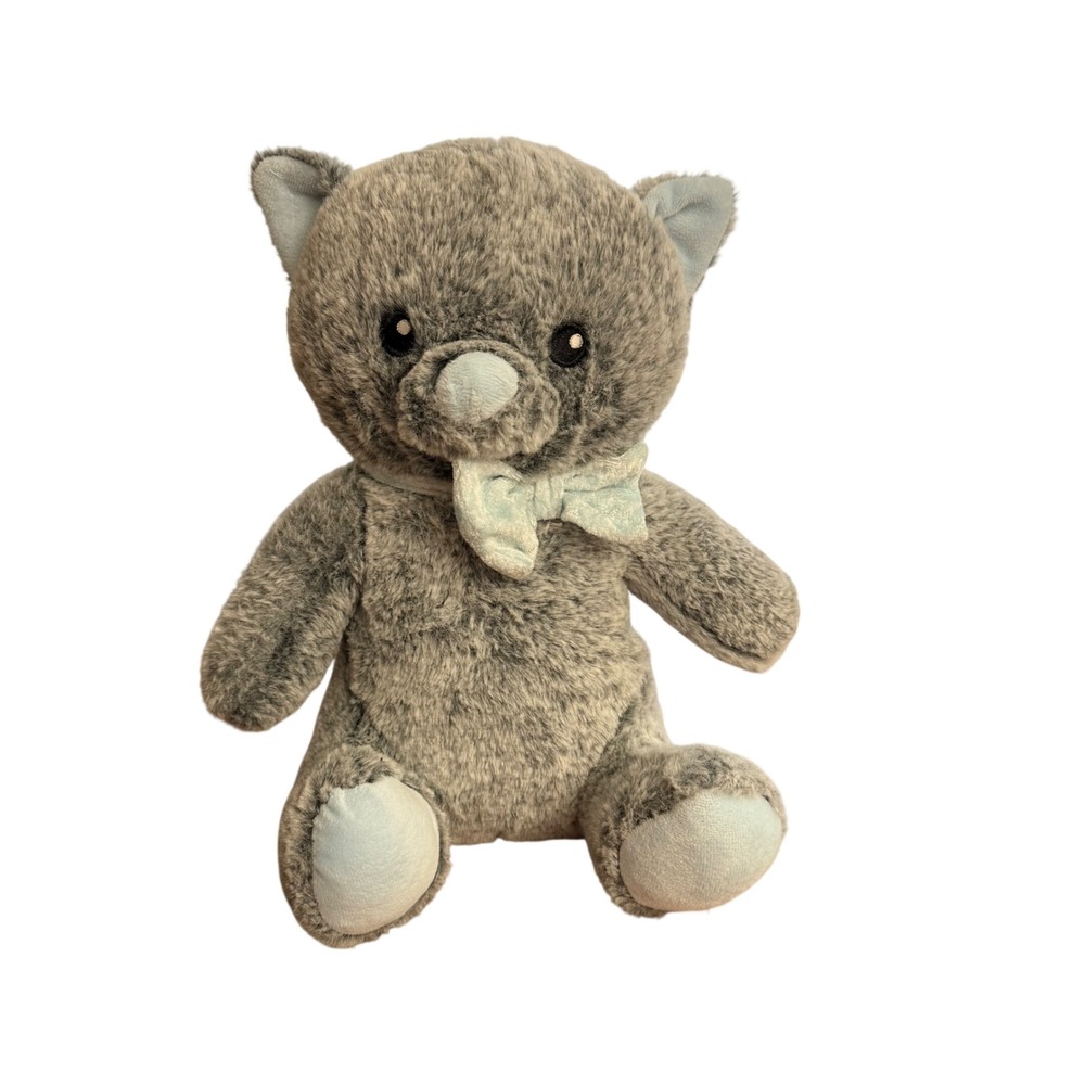 PetSmart Lucky the Cat Plush Dog Toy 12" Blue Bow Ears Stuffed Animal Squeaker